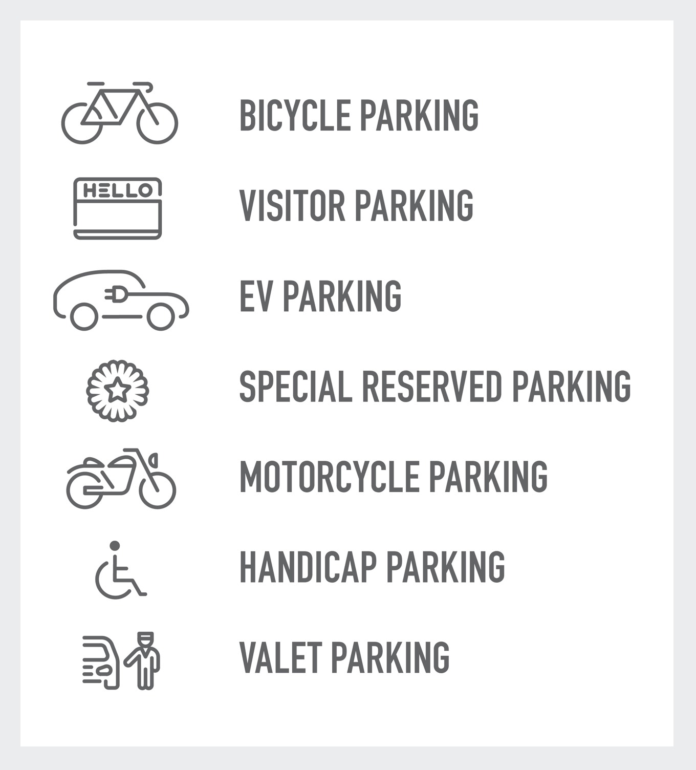 Icon set designed for Adobe San Jose parking wayfinding in 2018