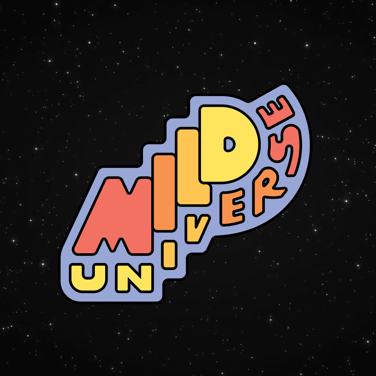 Animation featuring four different Mild Universe logo colorways