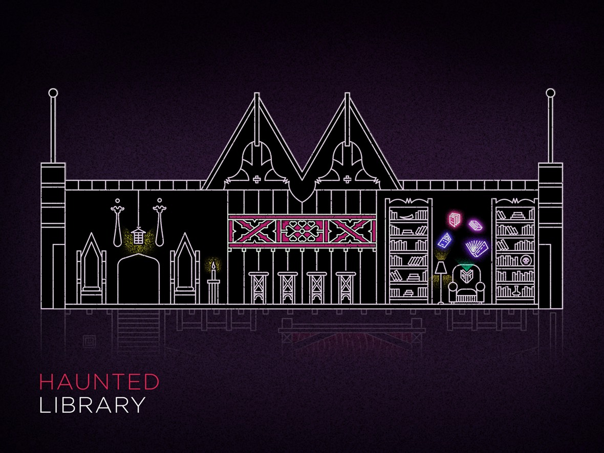 Illustration of Swedish American Hall's haunted library
