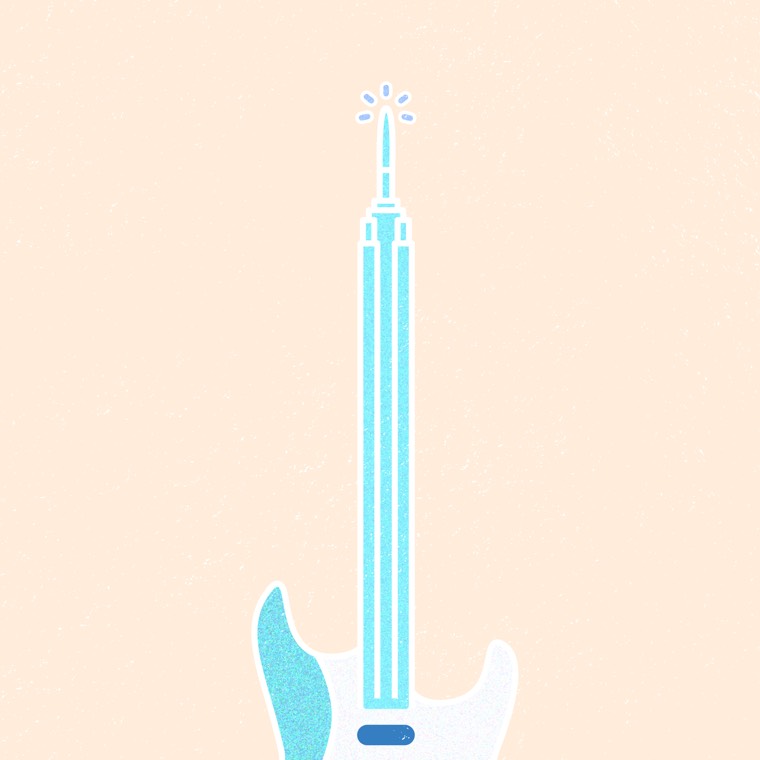 Empire State building x Stratocaster guiter hybrid icon from the Good Measure tour poster