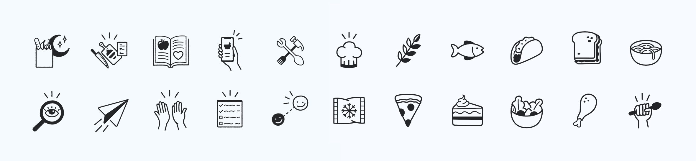 Icon illustrations for Mealhero